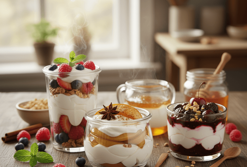 йогуртовий десерт йогурт з фруктами і ягодами